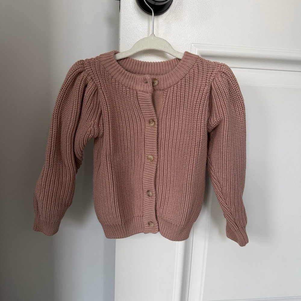 Pehr Cotton Knit Toddler Cardigan in Iris Pink, Size 2-3T